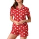 thumbnail image 1 of Conjunto de Pijama Allegra K Manga Corta Ropa de Dormir Lunares Cuello de Muesca con Botones para Mujer Rojo S, 1 of 6