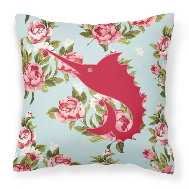 "Caroline's Treasures BB1097-RS-BU-PW1414 Fish Sword Fish Shabby Chic Almohada con rosas azules, grande, multicolor" Caroline's Treasures BB1097-RS-BU-PW1414