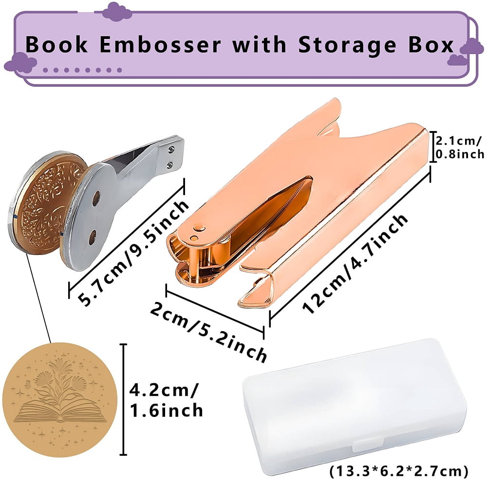 1.65" Floral Book Embosser Stamp Library Spring Elegant Invitation Seal Personalized Rose Gold Stainless Steel Brass Handle Held diy