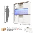 thumbnail image 2 of 75"H 63"W Farmhouse Pantry Cabinet with Hutch & Power Outlet Pegboard, Large Kitchen Storage Cabinet with 4 Sliding Barn Door with Wine Glass Rack, 2 of 9