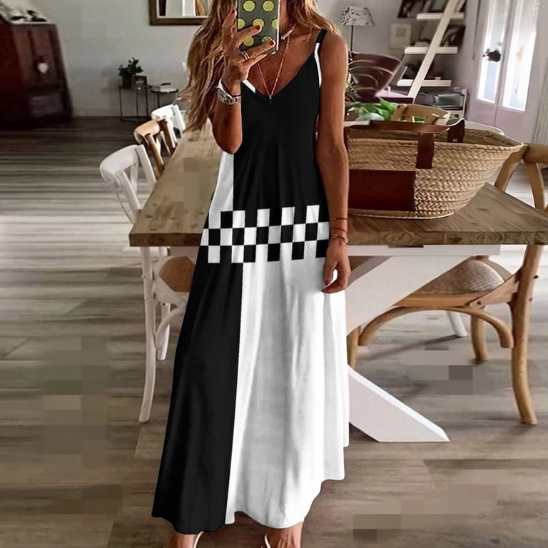 Mod Ska Black White Colour Block Sleeveless Dress prom clothes dress summer  - Walmart.com