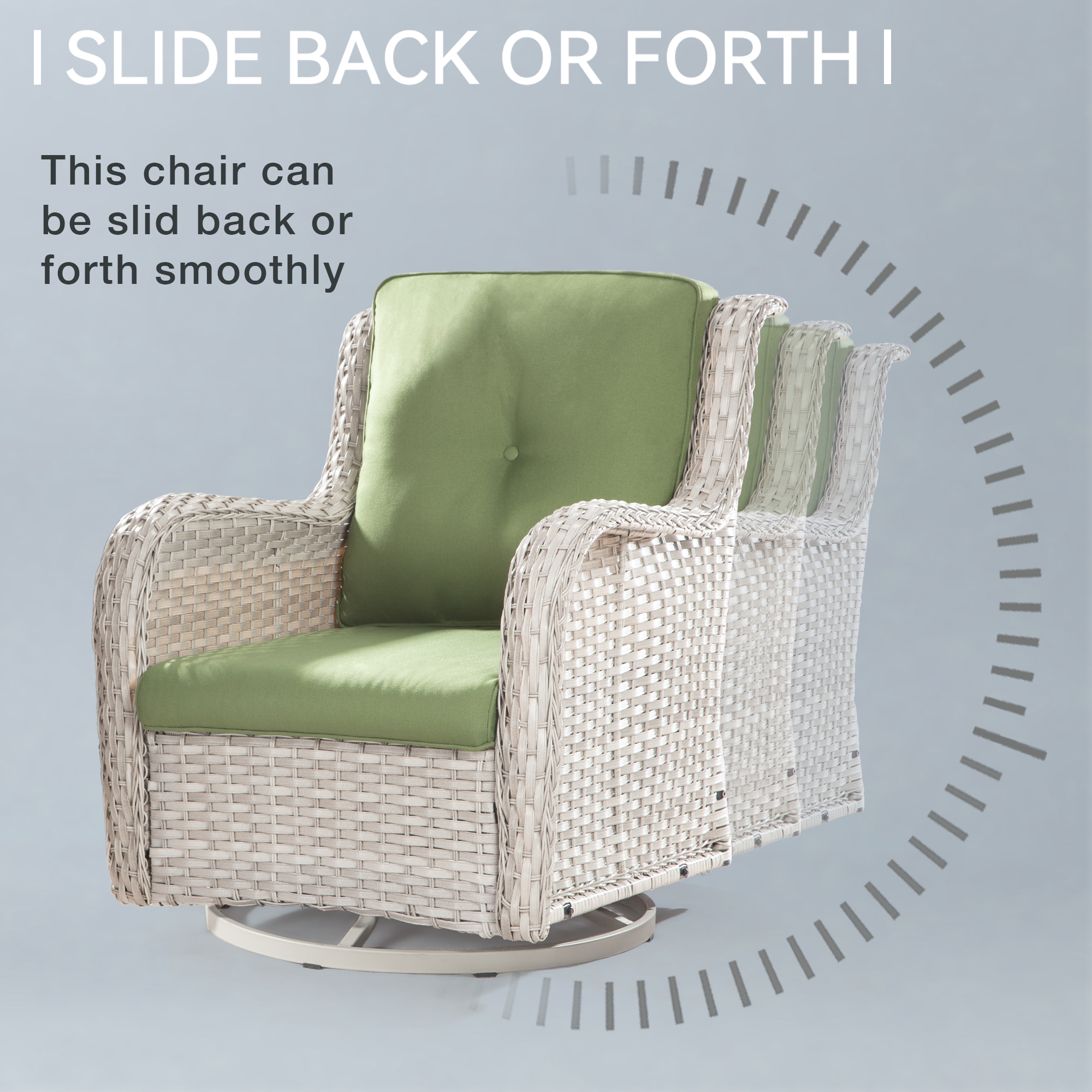 Meetleisure Outdoor Swivel Rocker Wicker Patio Chairs Sets of 2 With Table, Green - image 4 of 5