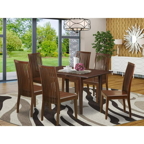 East West Furniture Dining Room Set Mahogany, PSIP7-MAH-W