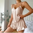 thumbnail image 2 of Stamozd Summer Pajamas for Women Set Shorts and Spaghetti Strap Tank Tops Soft Sleeping Lounge Sets for Women Beige M, 2 of 2