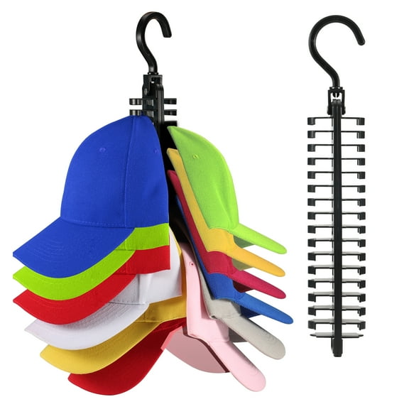 TSOMEI Hat Organizer for Baseball Caps, Baseball Hat Storage Organizer Holds Up to 32 Caps, Hat Racks for Baseball Caps Wall for Hanger & Room Closet Display, door and wall,Hat Holder with Hook-Black