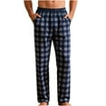 thumbnail image 2 of Xuniizn Mens Pajama Pants, Lightweight Plaid Print Elastic Waistband Drawstring Casual Home Pajamas, Breathable Soft Comfy Sleep Pants, 2 of 7