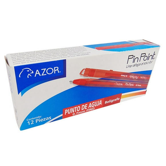 Pluma PINPOINT AZOR, Bolígrafo Punta Aguja fina (0.7mm) color Rojo, Caja con 12pzas (6810RO) AZOR 6810RO