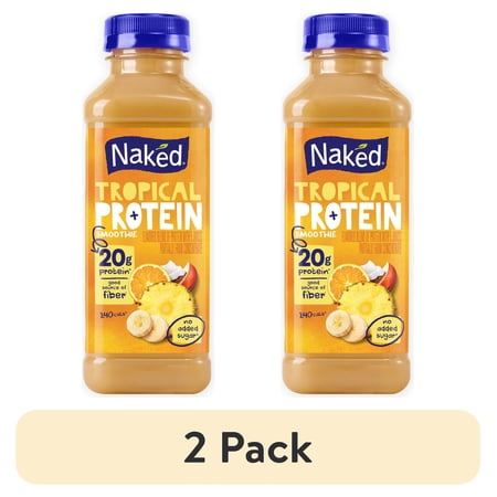 (2 pack) Naked Protein Smoothie Tropical, 15.2 fl oz Bottle