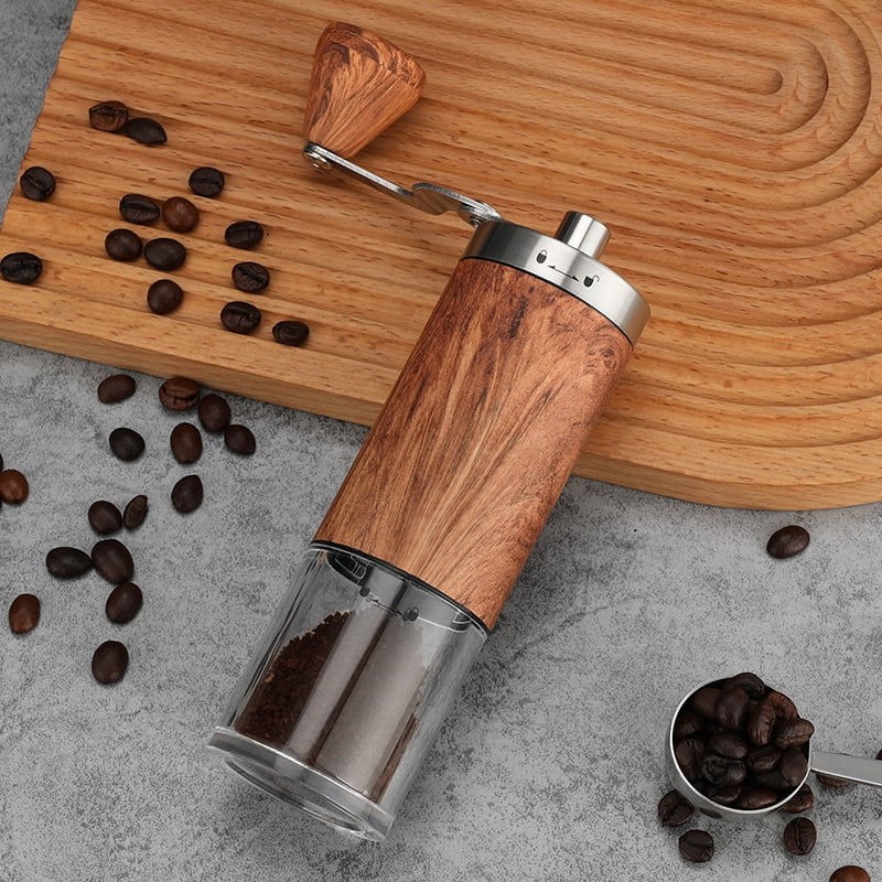 2 Pack Wooden Hand Crank Coffee Grinder, Manual Burr Mill with Adjustable Setting for Espresso, French Press, Travel & Home Use - Vintage Style