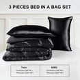 thumbnail image 5 of Cooling Satin Cooling Comforter 3 Pieces, Lightweight Breathable Black Full Comforter Set for Spring & All Seasons, Silky Soft Satin Comforter for Hair and Skin, Satin Pillowcases Set of 2, 5 of 9