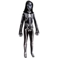 thumbnail image 3 of Halloween Skeleton Costume for Kids Black and White Scary Skeleton Jumpsuit Onesie Dress up with Hood and Mask 4-5Years(120), 3 of 7