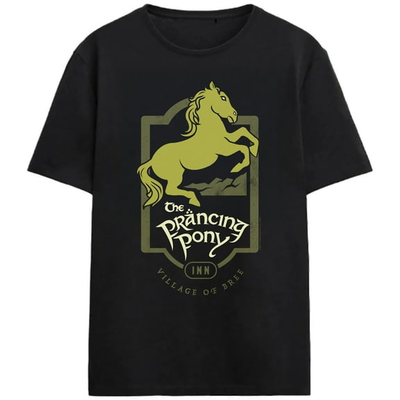 The Lord of the Rings The Prancing Pony Inn Pub Sign Adult Black Short Sleeve Tee -Medium