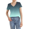 thumbnail image 7 of Women's Tops Summer Casual V Neck Short Sleeve Tunic Shirts Loose Gradient Color Soft Comfortable Tee (M, Army Green), 7 of 7