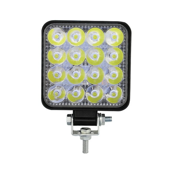 yeacher 48W Square LED Work Light for Vehicles, Mini 16-Bead Design, 10-35V DC, Black, Compact 10.8x8.8x3cm, 151g
