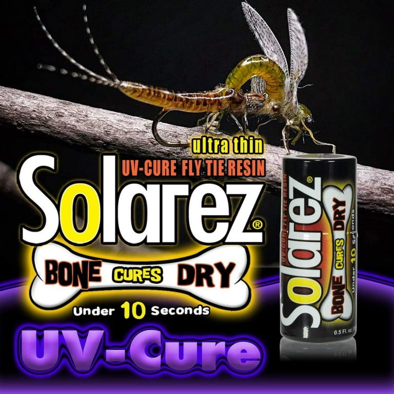 SOLAREZ Fly Tie UV Cure Resin Thin Hard Formula (0.5 oz Bottle) ~ Thin-Hard  Fly Tying Cement, Fly Fishing Lures, Easily Build Durable Fly Heads and