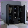 thumbnail image 5 of Armoires & Wardrobes, Modern Wardrobe with Expansive Storage & Metal Accents | Black | Particle Board, 5 of 7