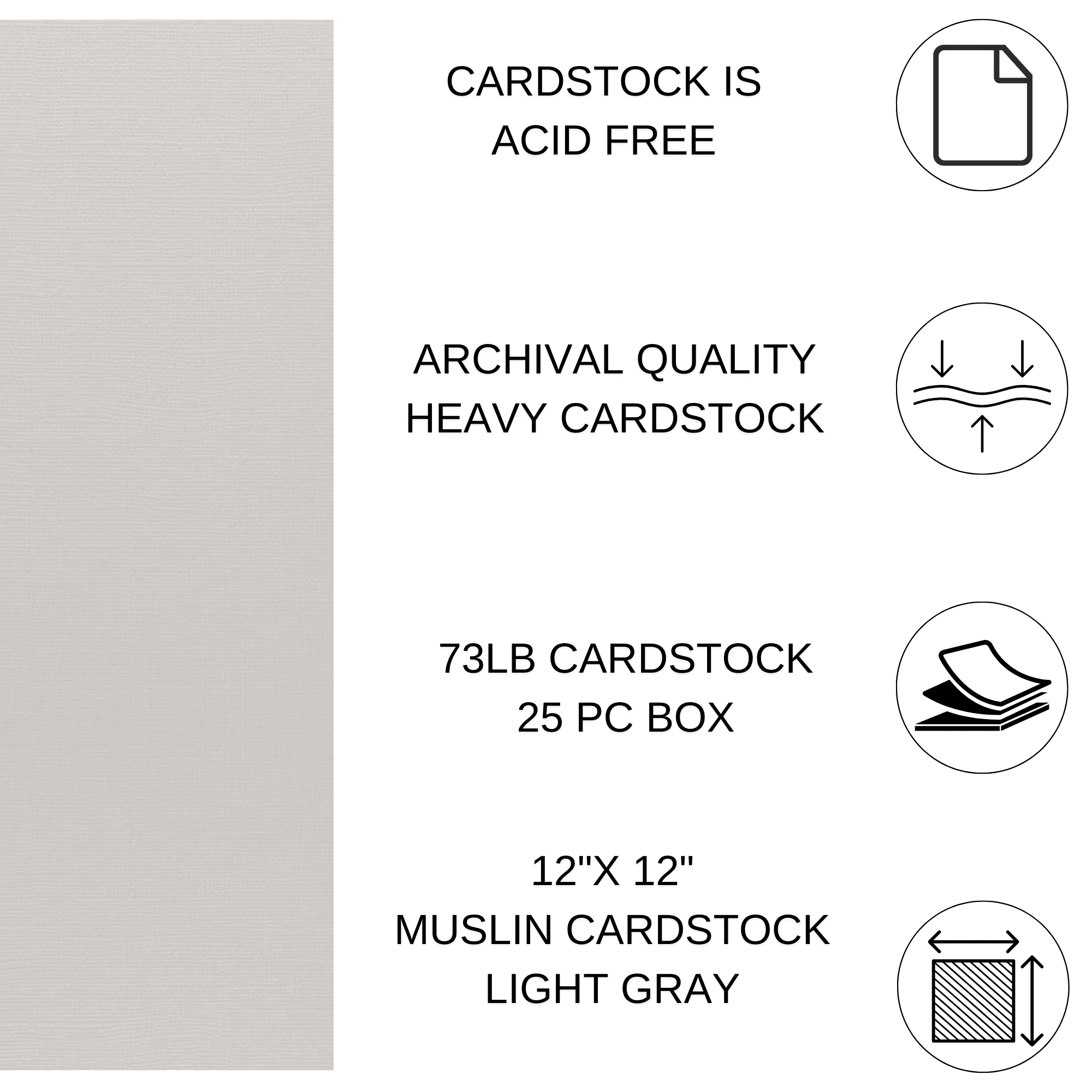 Paper Accents Cardstock 12"x 12" Muslin 73lb Light Gray 25pc