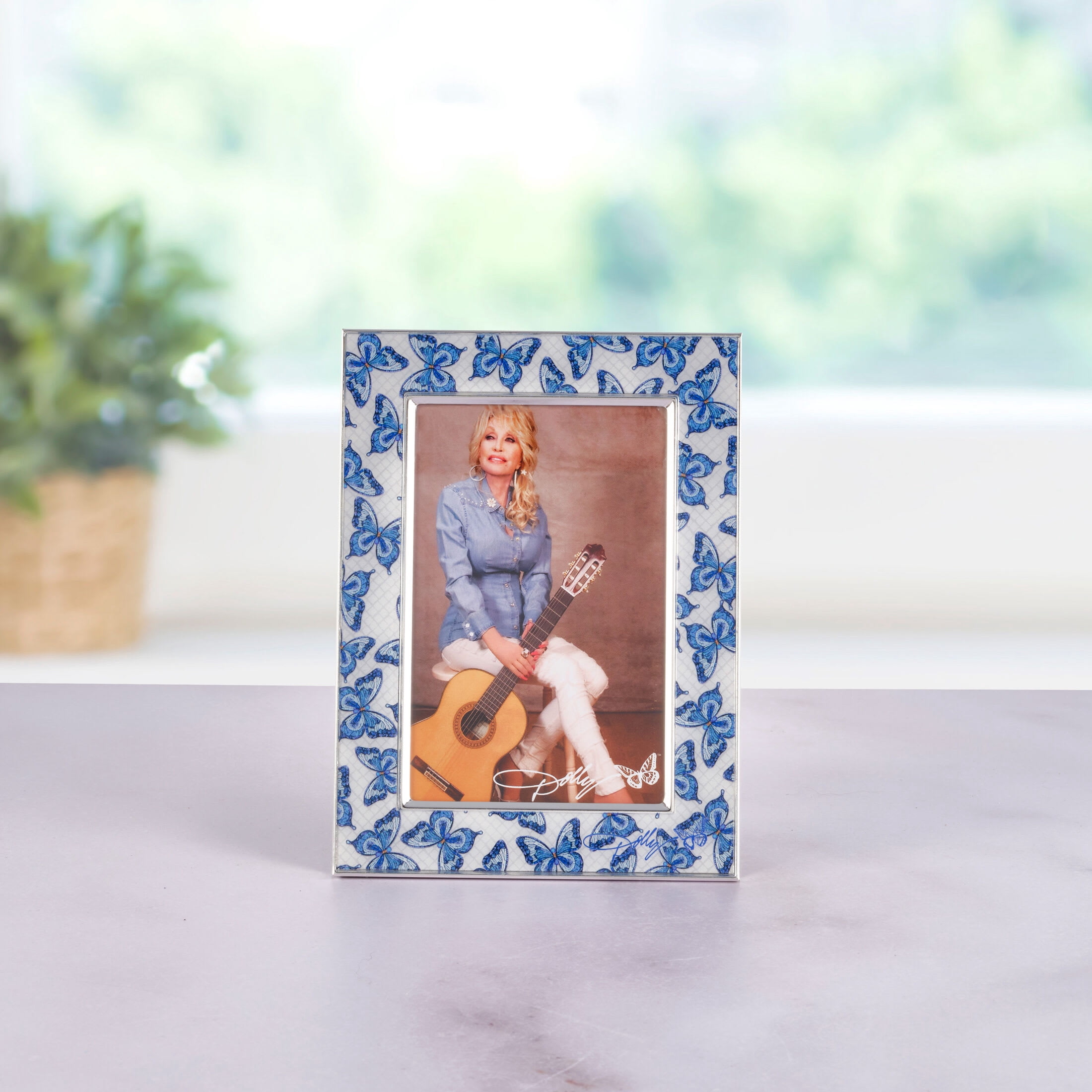 Dolly Parton 5.5X7.5 in Blue Butterfly Enmel Frame - 4X6