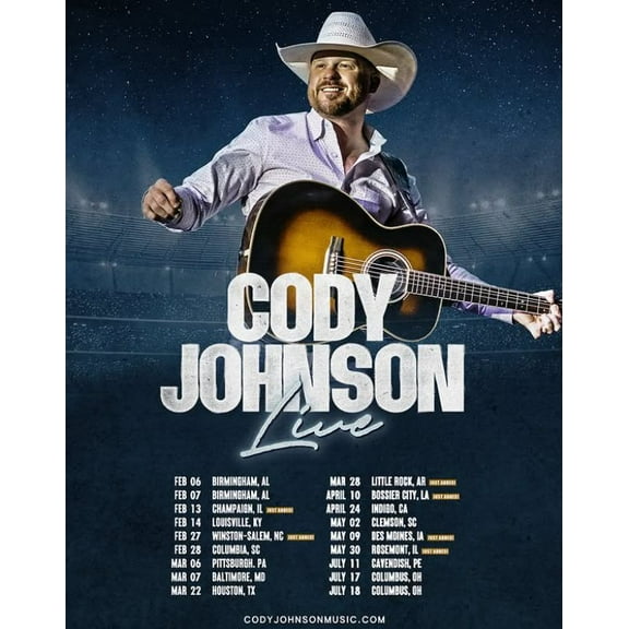 Music Poster Cody Johnson New tour 2026 Size 24''x36''-Gategoo