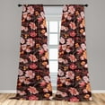 thumbnail image 2 of Floral Design Window Curtains, Jungle Boho Vibes Oil Painting Like Flowers Vintage Pattern Art, Lightweight Decor 2-Panel Set with Rod Pocket, Pair of - 28"x84", Marigold Dark Coral Rose, by Ambesonne, 2 of 3