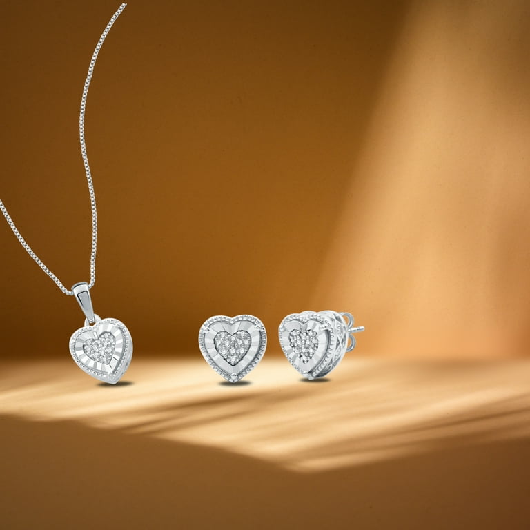 Brilliance Fine Jewelry 1/10 CTTW Diamond Sterling Silver Heart