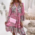 thumbnail image 4 of Women Long Sleeve Sundress Casual Summer Mini Dress Floral Print Tunic DressesXL, 4 of 5