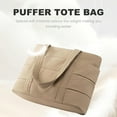 thumbnail image 3 of Puffer Tote Bag for Women, Lightweight Work Handbag with Compartments for 15.6" Laptop, Quilted Shoulder Bag for Commuter, Travel, Gym, School, Khaki, 3 of 7