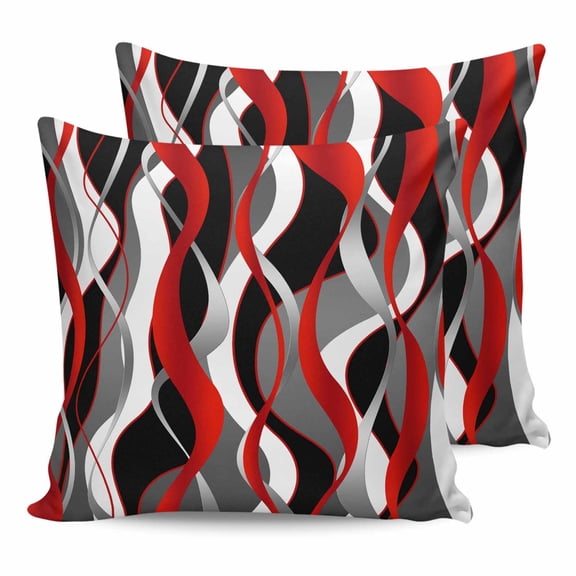 26x26 Pillow Covers Set of 2, Red Stripe Throw Pillow Covers Decorative Couch Cushion Case, Grey White Ombre Geometric Modern Abstract Microfiber Square Pillowcases for Bedroom Car Living Room