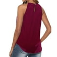 thumbnail image 2 of FZFLZDH Women's Casual Summer Cute Lace Halter Neck Flowy Pleated Workout Sleeveless Tank Tops T-shirts Blouses, 2 of 5