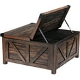 thumbnail image 2 of ChVans 35.6" Square Lift Top Coffee Table, Farmhouse Coffee Table with Storage & Charging Ports, Wood Center Table w/Large Hidden Space for Living Room Home Office, Brown, 2 of 6