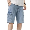 thumbnail image 2 of Yaoyar Men's Knee Length Straight Denim Shorts Cargo Classic Multi-Pocket Short Pants Casual Vintage Jean Shorts, 2 of 9