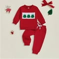 thumbnail image 2 of UngA Christmas Clothes Toddler Baby Girl Boy Outfit Long Sleeve Sweatshirt Top Charm Pants Infant Set Red,6-12 Months, 2 of 5