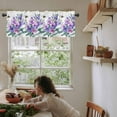 thumbnail image 5 of Flowers Bee Valances for Windows Farmhouse Kitchen Curtains Valances Rod Pocket Valance Curtains for Kitchen Windows Spring Purple Botanical Floral Leaves Simple Window Valances for Bathroom 54"x18", 5 of 6