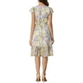 thumbnail image 4 of MODA NOVA Juniors Floral Print Flutter Sleeves Square Neck Ruffled Hem Dress, 4 of 5