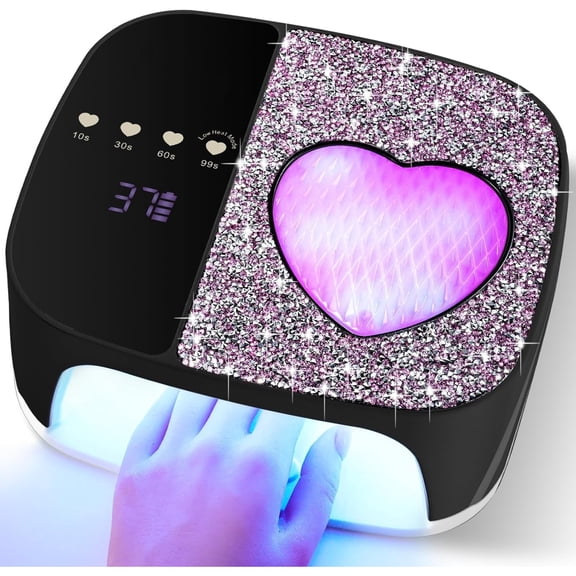 UV LED Nail Lamp Kit for Gel Polish Professional Fast Curing Black Dryer Light Set with 4 Timer Settings Cordless Rechargeable Nail Art Cure Machine for Manicure Pedicure at Home and Salon