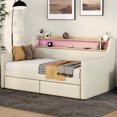 thumbnail image 2 of Beige Twin Daybed With Magazine Storage, Charging Station And Variable Led Lights Extra Storage Facility, Upholstered In Illumination, 2 of 2