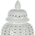 thumbnail image 3 of Oriental Furniture 16" Carved Lattice Decorative Temple Jar, white color, decorative item, 3 of 3
