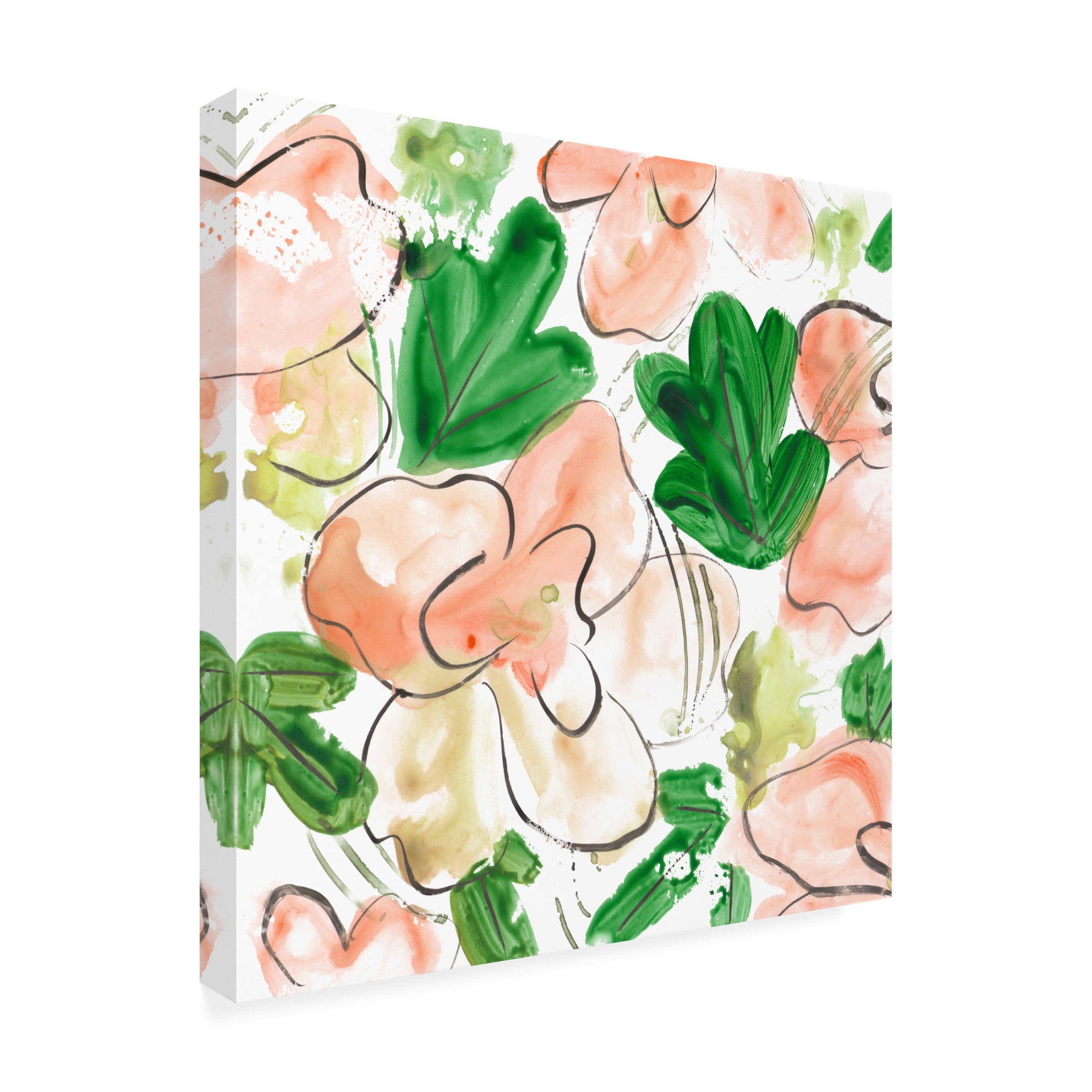 Canvas Wall Art - Melissa Wang 'Peachy Flora III' Wall Art for Living Room, Bedroom, or Office Décor by Trademark Fine Art - 24 x 24 Inches