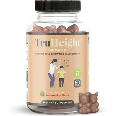 TruHeight Growth Gummies (Watermelon) Natural Growth & Development Supplement for Kids & Teens - Vitamin D, K, Calcium & Ashwaganda - Bone Strength Vitamins - Picky Eater Vitamin for Kids - Ages 5 