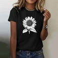 thumbnail image 2 of Tnhcen Women's Summer Watercolor Flower Print Cotton T-Shirt - Basic Short Sleeve Tops S-2XL Breathable Plus Size Friendly Floral Design Shirts, 2 of 5