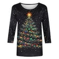 thumbnail image 5 of Tops for Women Christmas Print 3/4 Sleeve Round Neck Three Quarter Sleeve Loose T-shirt,Womens Tops Plus Size Multicolor XXL, 5 of 5