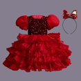 thumbnail image 3 of CNKOO Robes de Princesse pour Filles Robes de Vacances Robe pour Enfants Robe Sans Manches pour Filles Robe en Sequins Robe Tuftée Cadeau pour Halloween Noël, 3 of 5