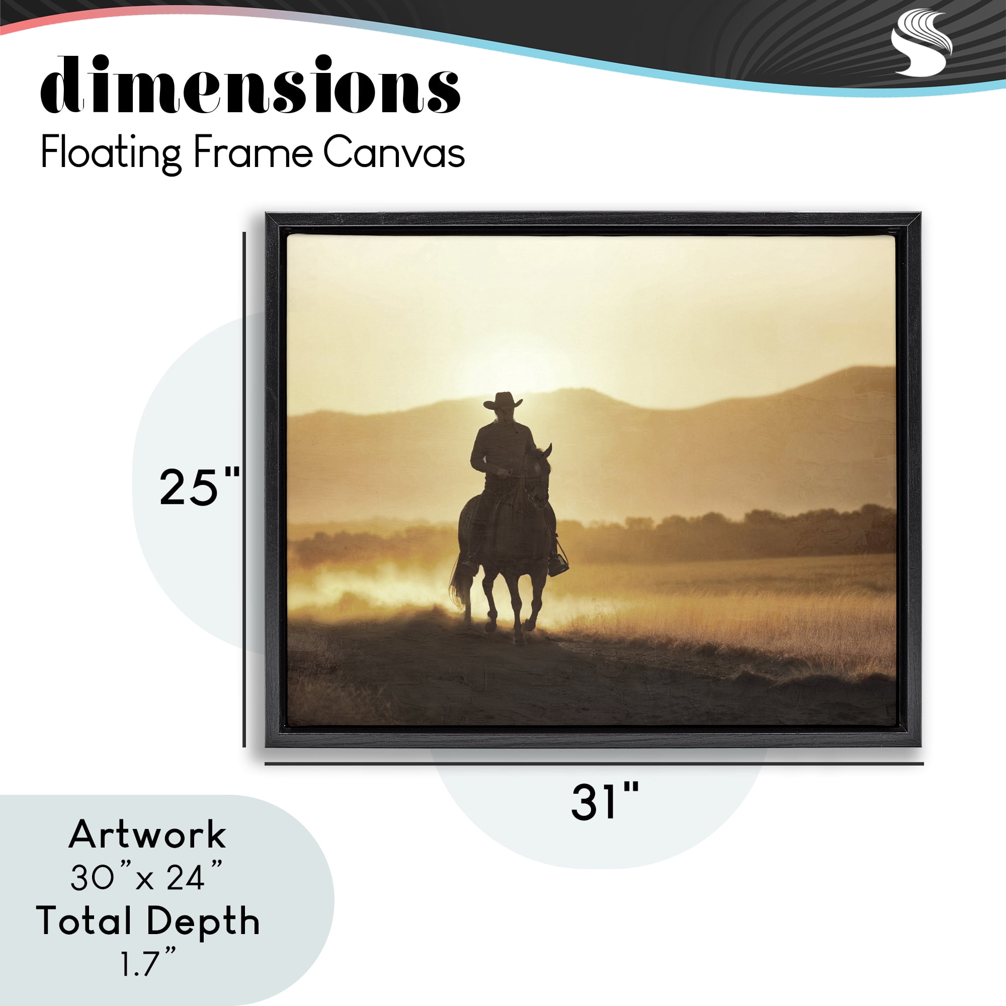 Stupell Industries Cowboy's Ride Home Black Framed Floater Canvas Wall Art, design by Kim Allen