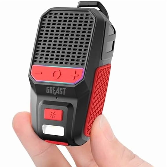 ZLC Wearable Bluetooth Speaker with RGB/Flashlight, IPX6 Waterproof Clip-On Portable Speaker with 30H Playtime - Built-in Mic Hands-Free for Jobsite/Outdoor/Golf, TWS Portable Speakers (Red)