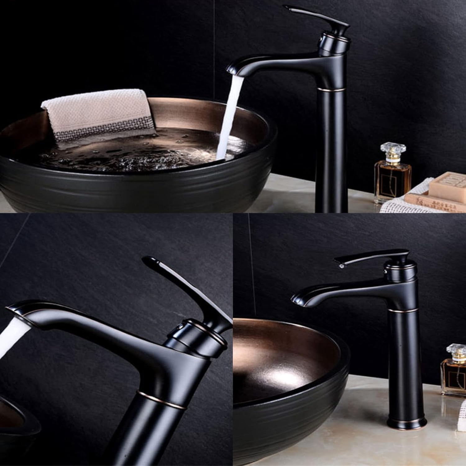 Vintage Bathroom Faucet Black, Single Handle Bathroom Sink Faucet, Cold Hot Mixer Vintage Vanity Tap, Bathroom Faucet Antique Brass, High