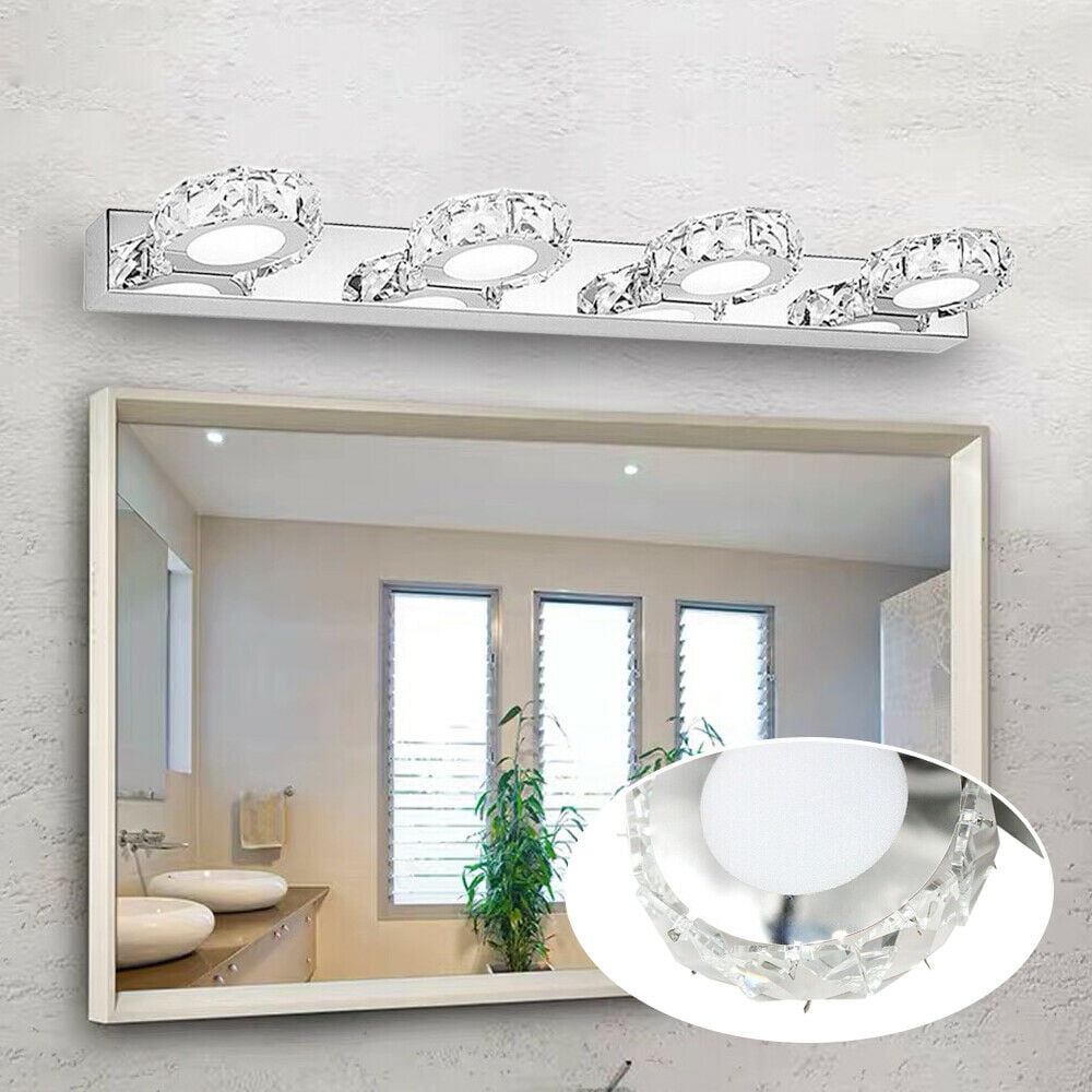 Wuzstar Modern Bathroom LED Crystal Mirror Light Toilet Wall Lamp Front Mirror LED Vanity Light Fixture, Size: 24.4 x 1.97 x 4.33, White