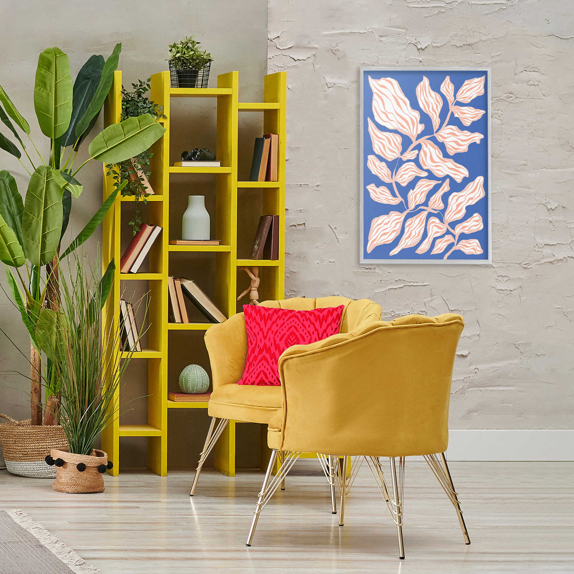 Stupell Industries Curving Leaves Impression Botanical & Floral Painting Gray Framed Art Print Wall Art, 20 x 30