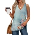 thumbnail image 6 of UPPADA Women's Summer Tank Tops V Neck Lace Up Front Tees Shirts Sleeveless Loose Fit Comfy Shirts Beach Outfits Multicolor,S, 6 of 8
