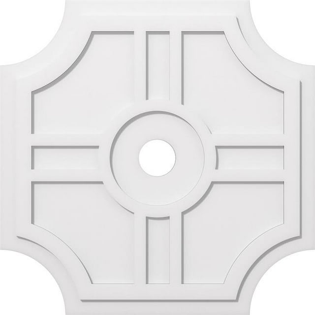 Ekena Millwork CMP34HS-04000 34 in. OD x 4 in. ID Square Haus Architectural Grade PVC Contemporary Ceiling Medallion