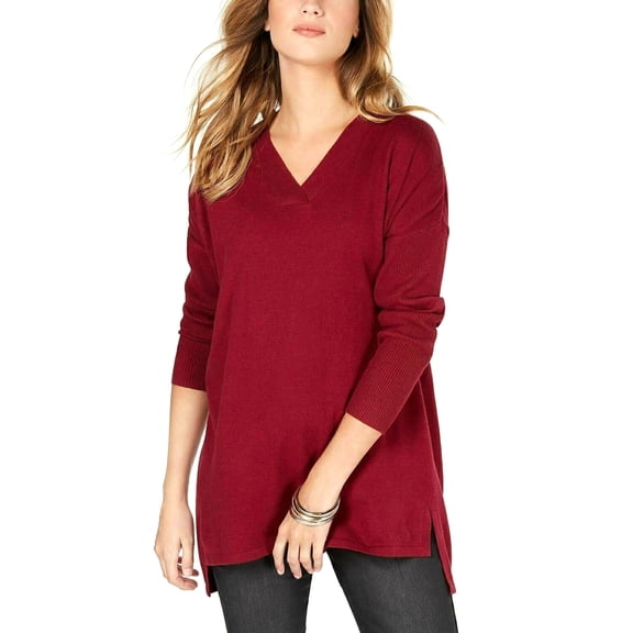 Style & Co High Low Over Sized Tunic Top Plum Tart L